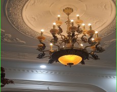 Đèn Chùm Đồng Chao Đá Cẩm Thạch Phòng khách